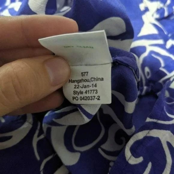 Lilly Pulitzer Elsa blue white silk tide pools seashell blouse size XS - Picture 5 of 5